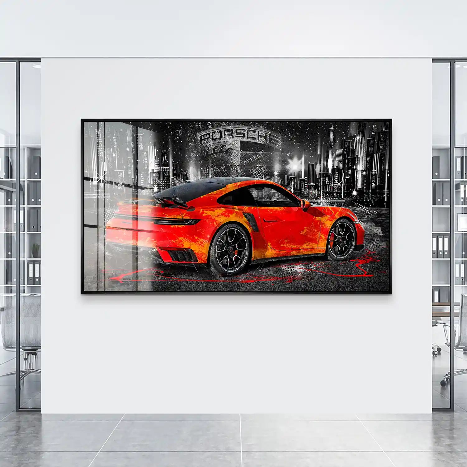 Porsche 911 Turbo Abstrakt Orange Acrylglas Bild INGALERIE