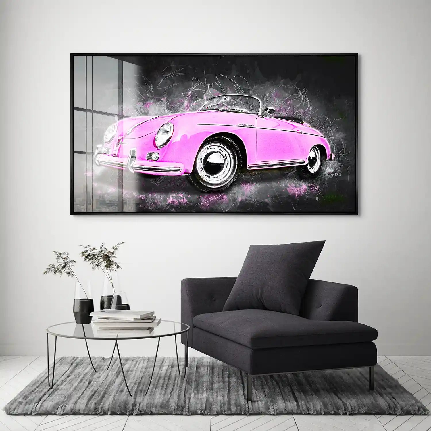 Pink Porsche Speedster Abstrakt Style Acrylglas Bild INGALERIE