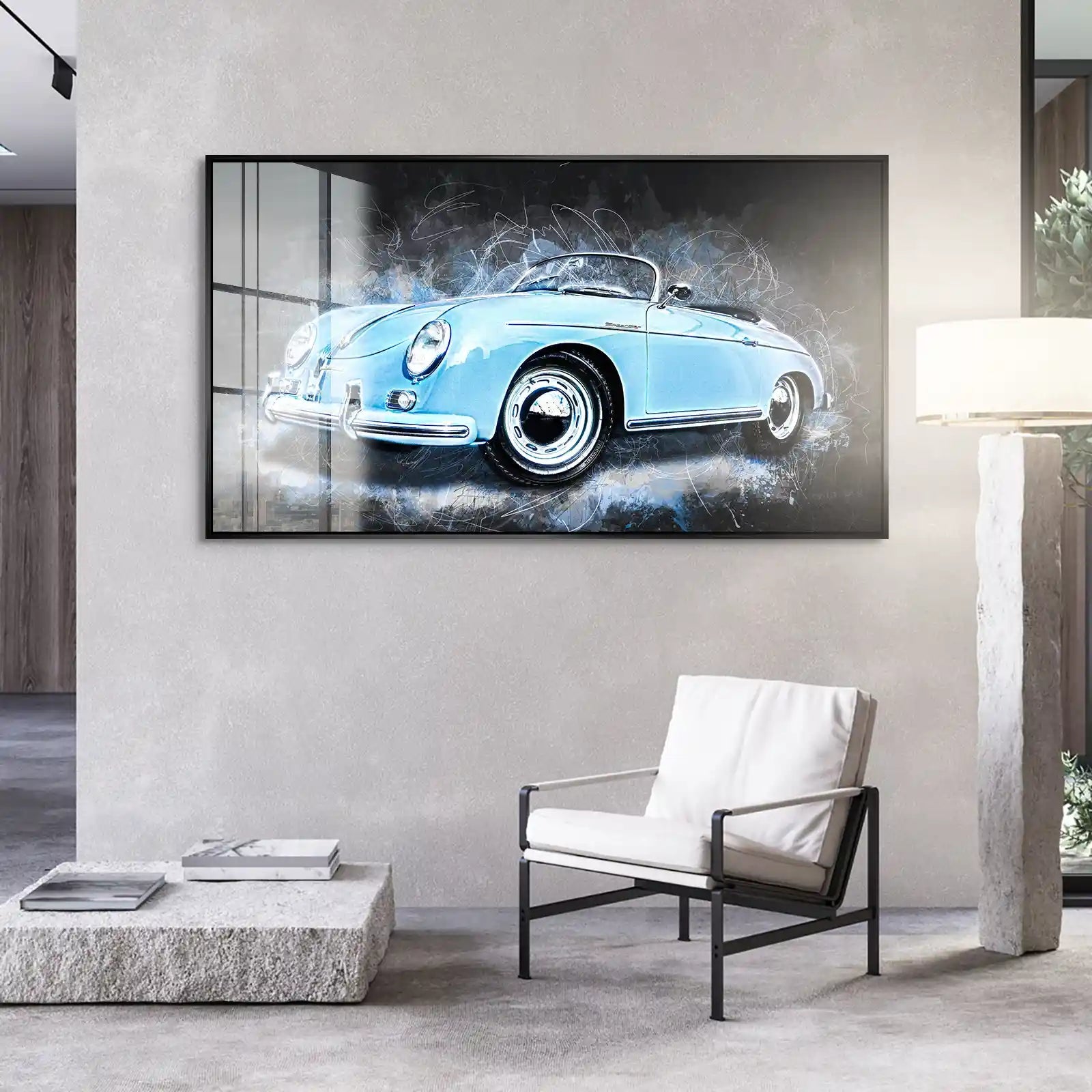 Blue Porsche Speedster Abstrakt Style Acrylglas Bild INGALERIE