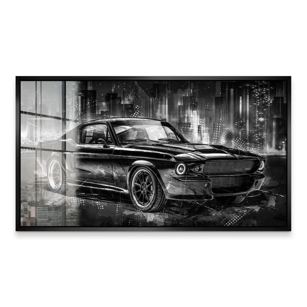 Ford Mustang Retro City Acrylglas Bild INGALERIE