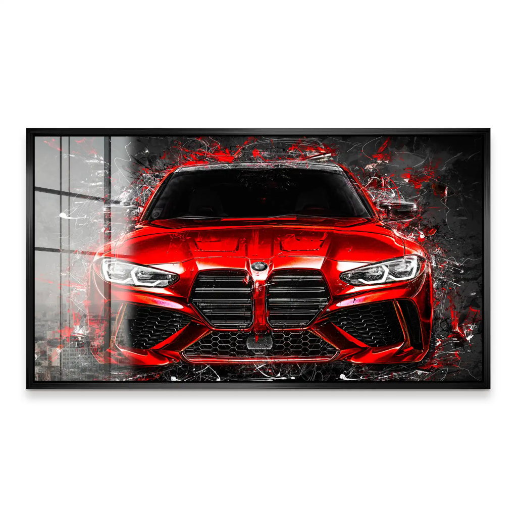 BMW M4 Abstrakt Red Style Acrylglas Bild INGALERIE