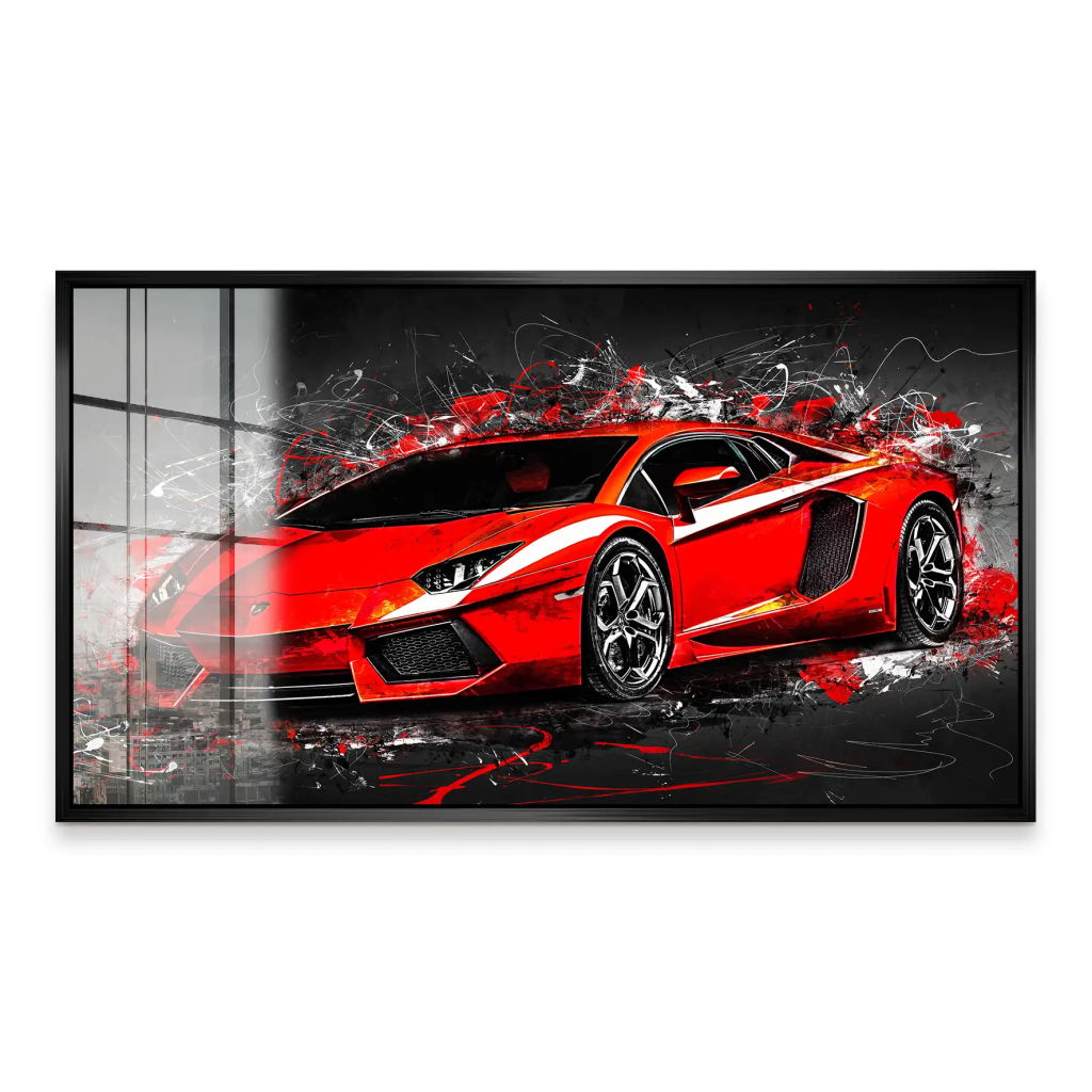 Lambo Aventador Abstrakt Rot Acrylglas Bild INGALERIE