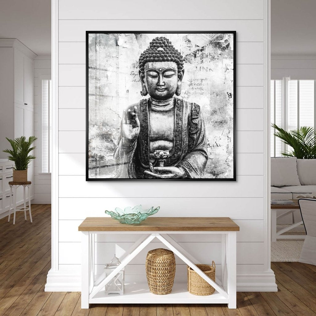 Buddha Abstrakt Black & White Acrylglas Bild INGALERIE