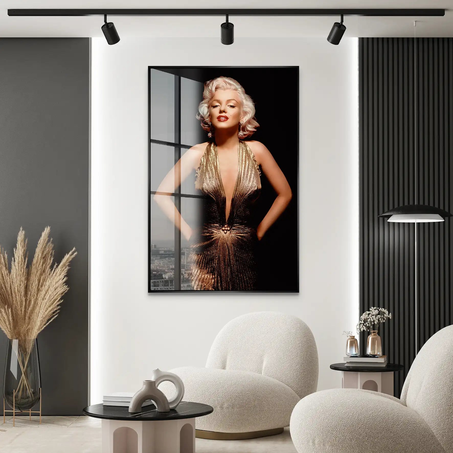 Marilyn Gold Dress Acrylglas Bild INGALERIE