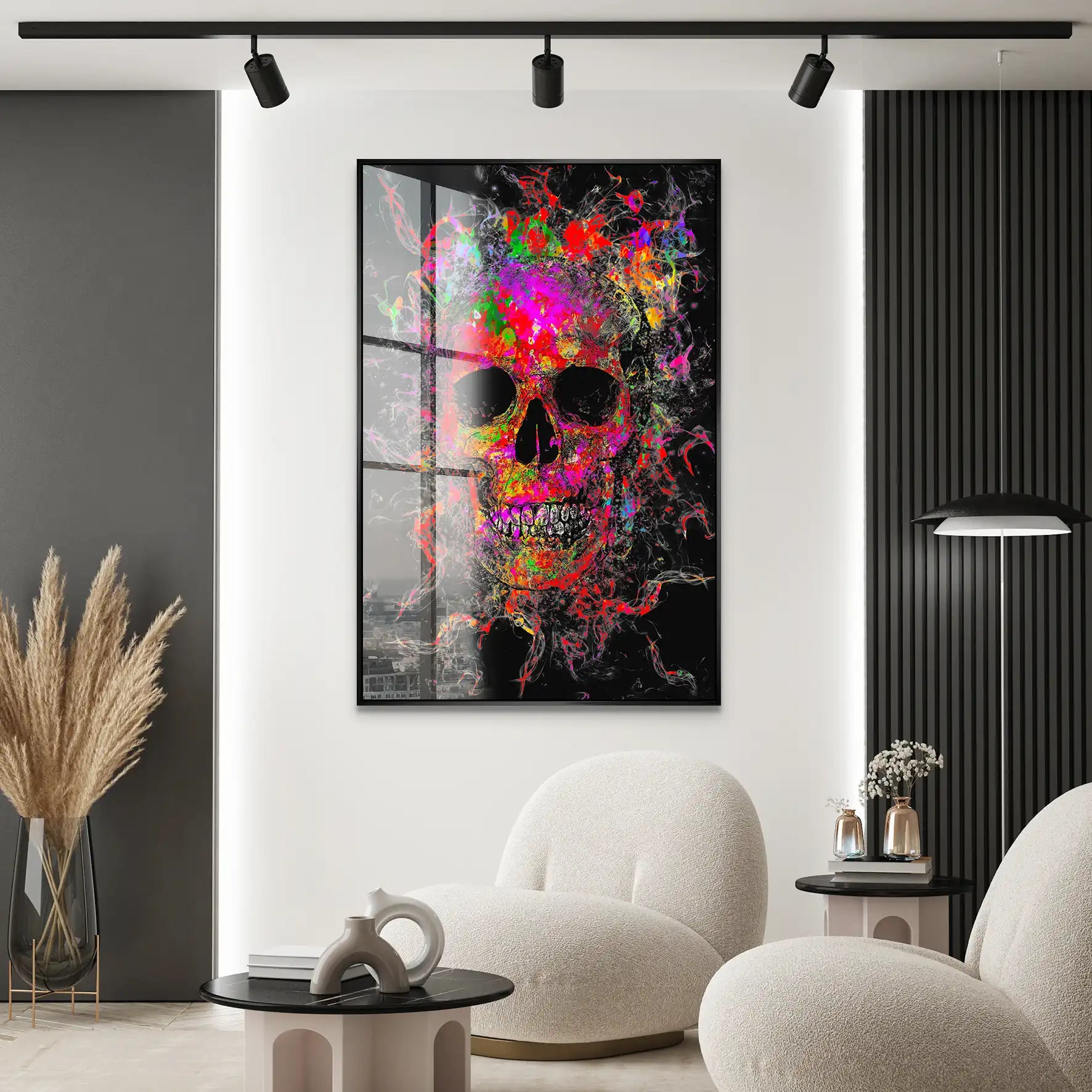 Totenkopf Abstrakt Color Acrylglas Bild INGALERIE