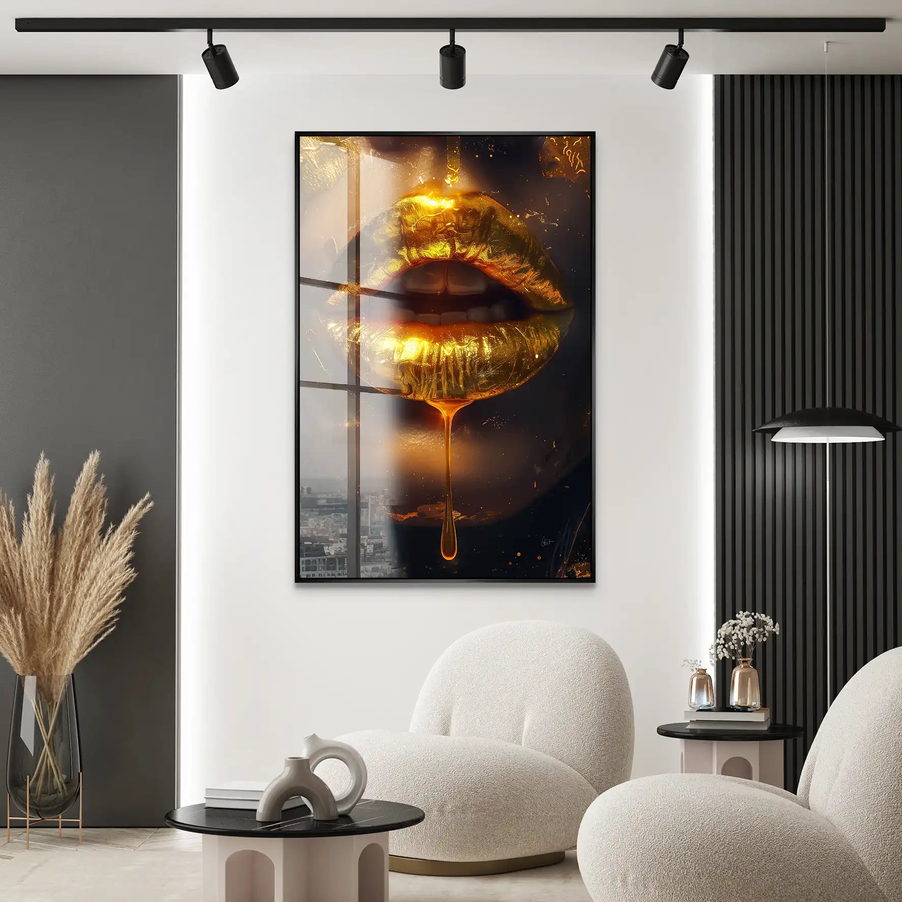 Sweet Gold Lips Acrylglas Bild INGALERIE