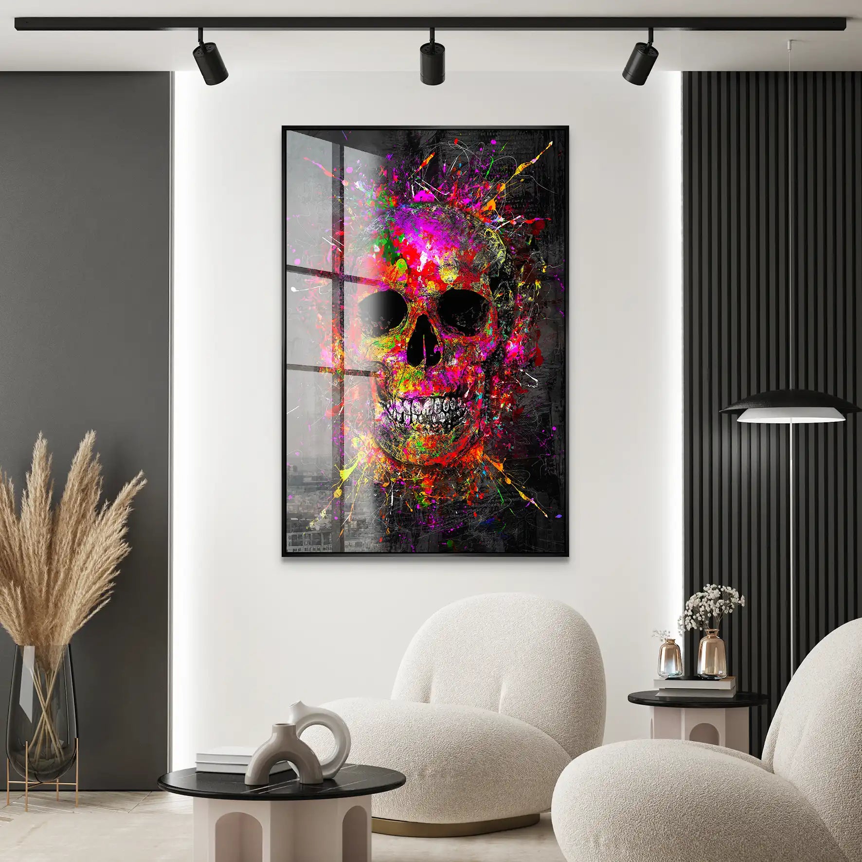 Totenkopf Abstrakt Color Art Acrylglas Bild INGALERIE