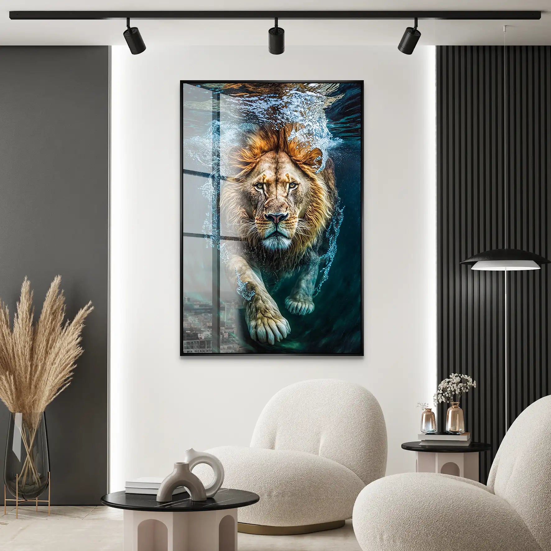 Diving Lion Acrylglas Bild INGALERIE