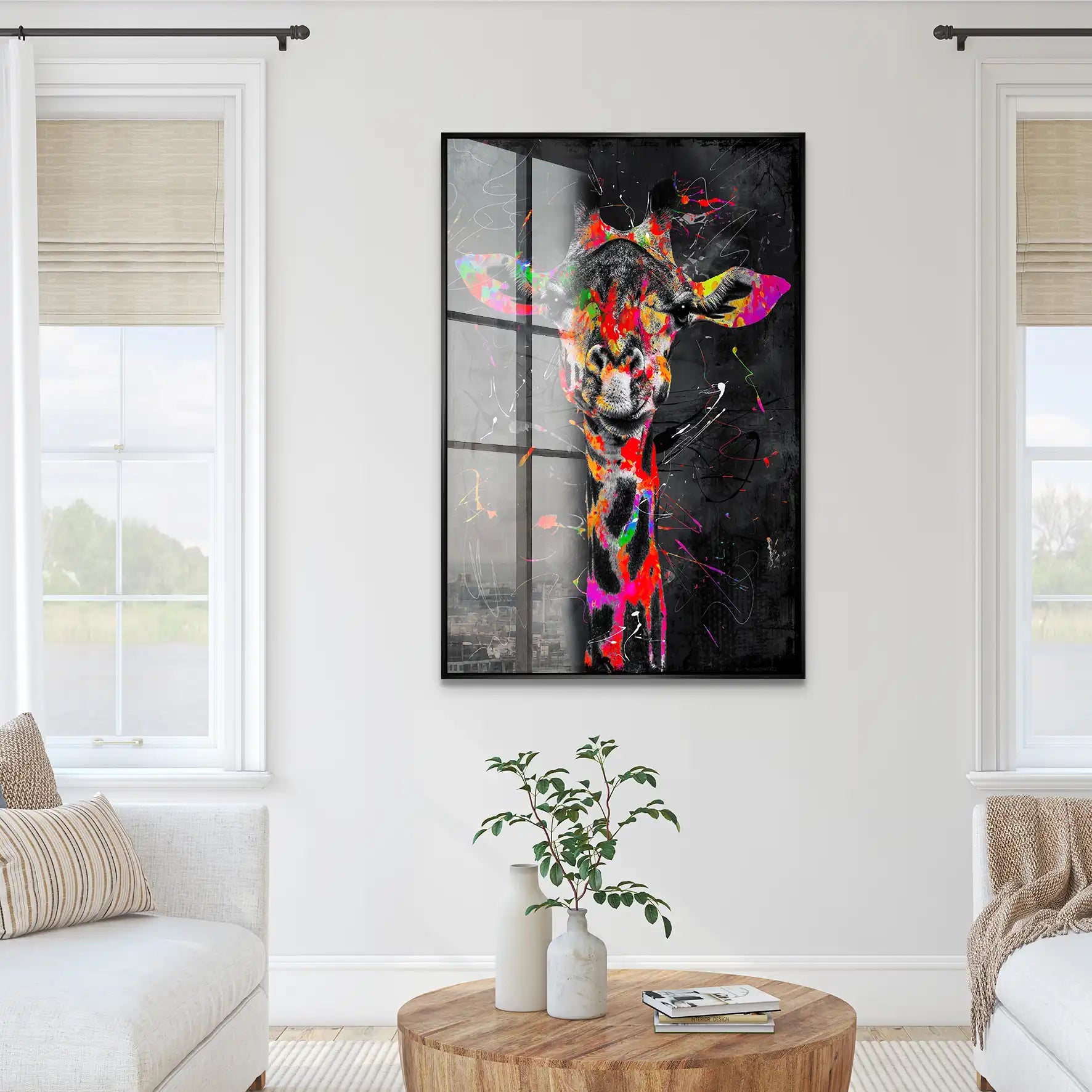 Giraffe Abstrakt Black Style Acrylglas Bild INGALERIE