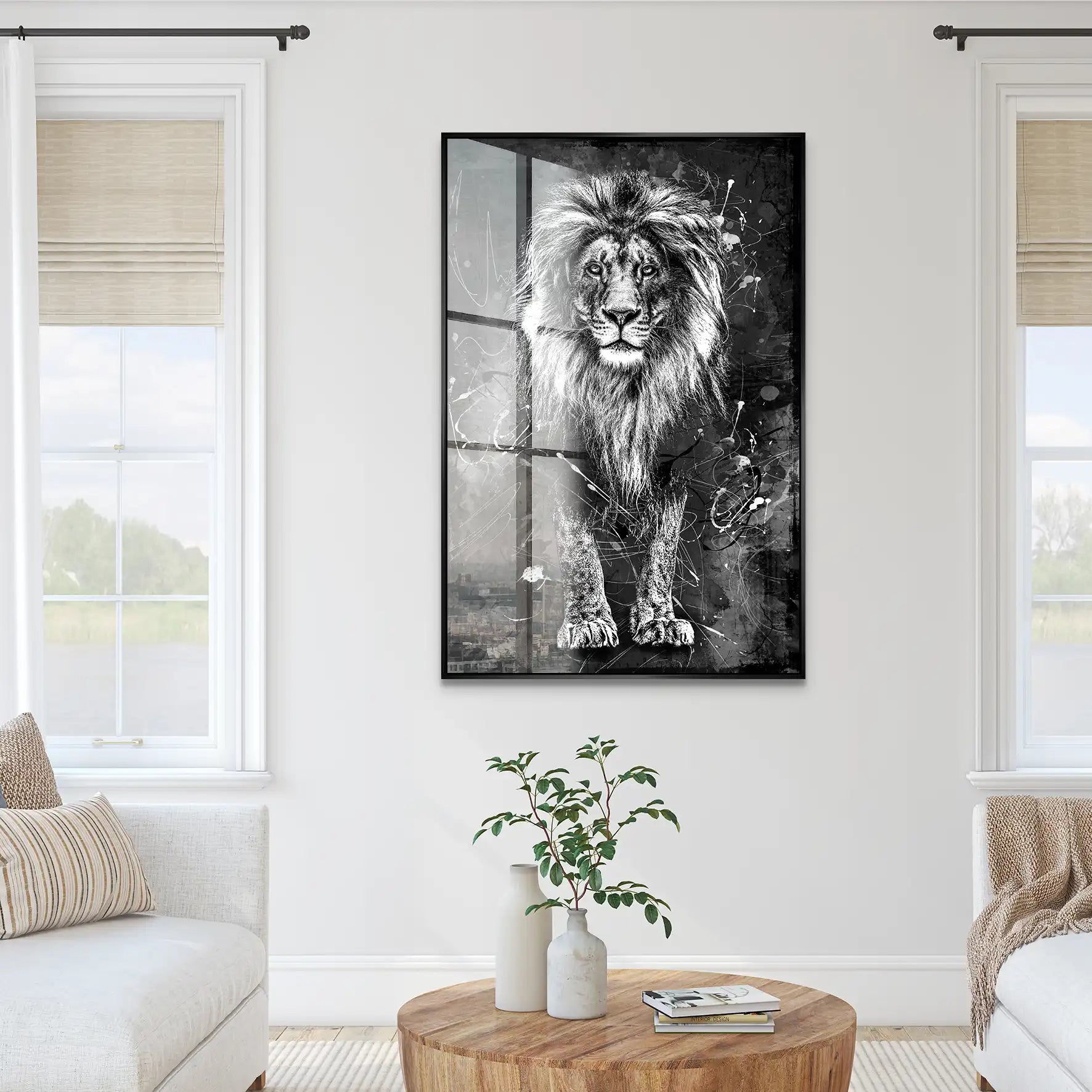 Löwe Abstrakt Black Acrylglas Bild INGALERIE