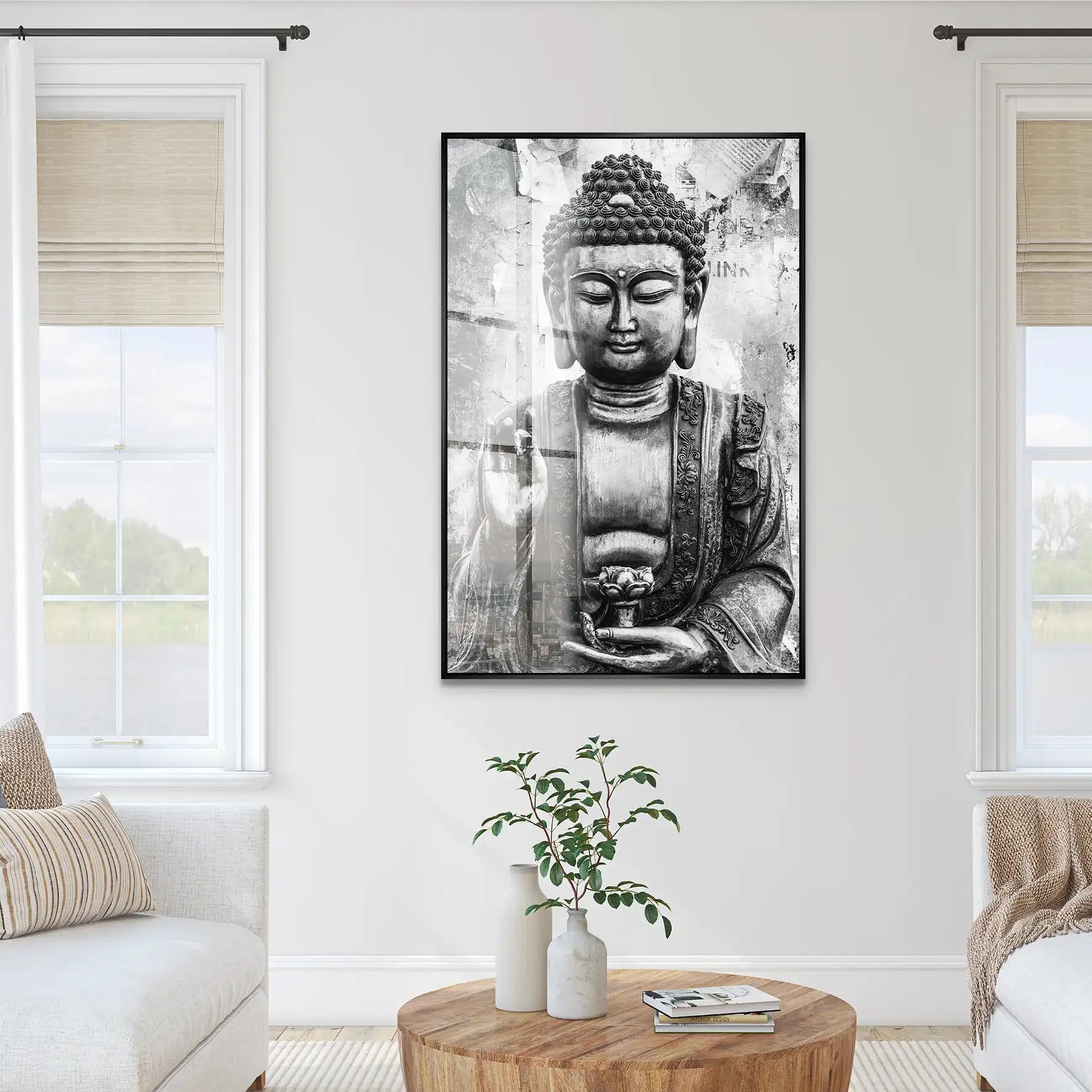 Buddha Black Style Acrylglas Bild INGALERIE