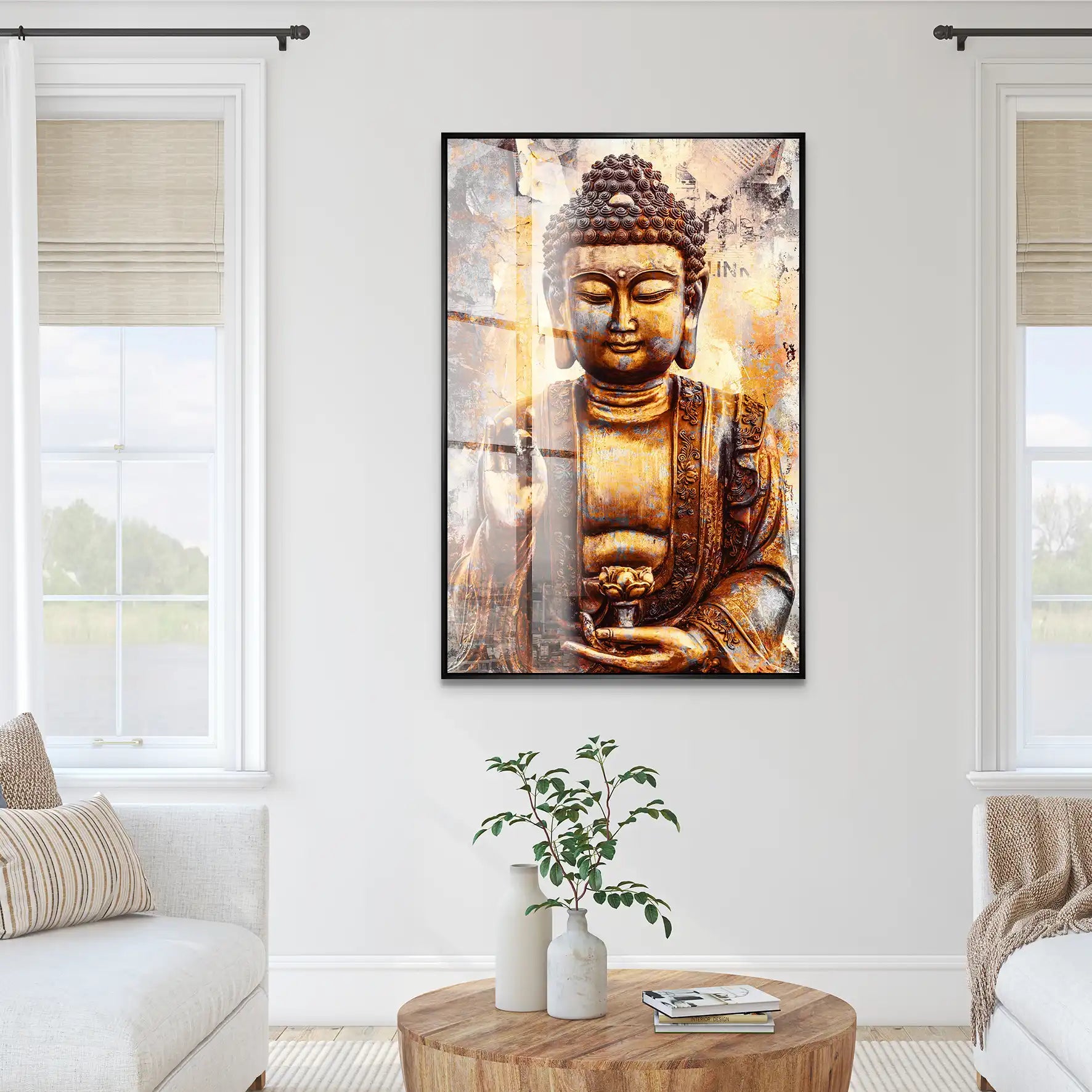 Buddha Retro Style Acrylglas Bild INGALERIE