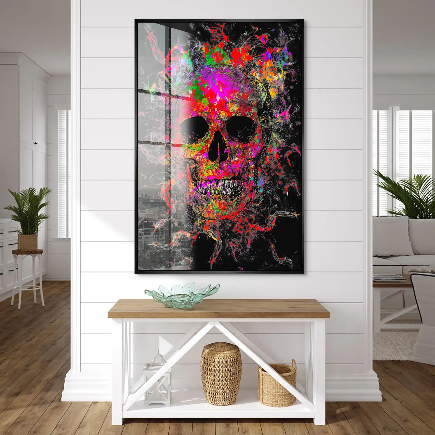 Totenkopf Abstrakt Color Acrylglas Bild INGALERIE