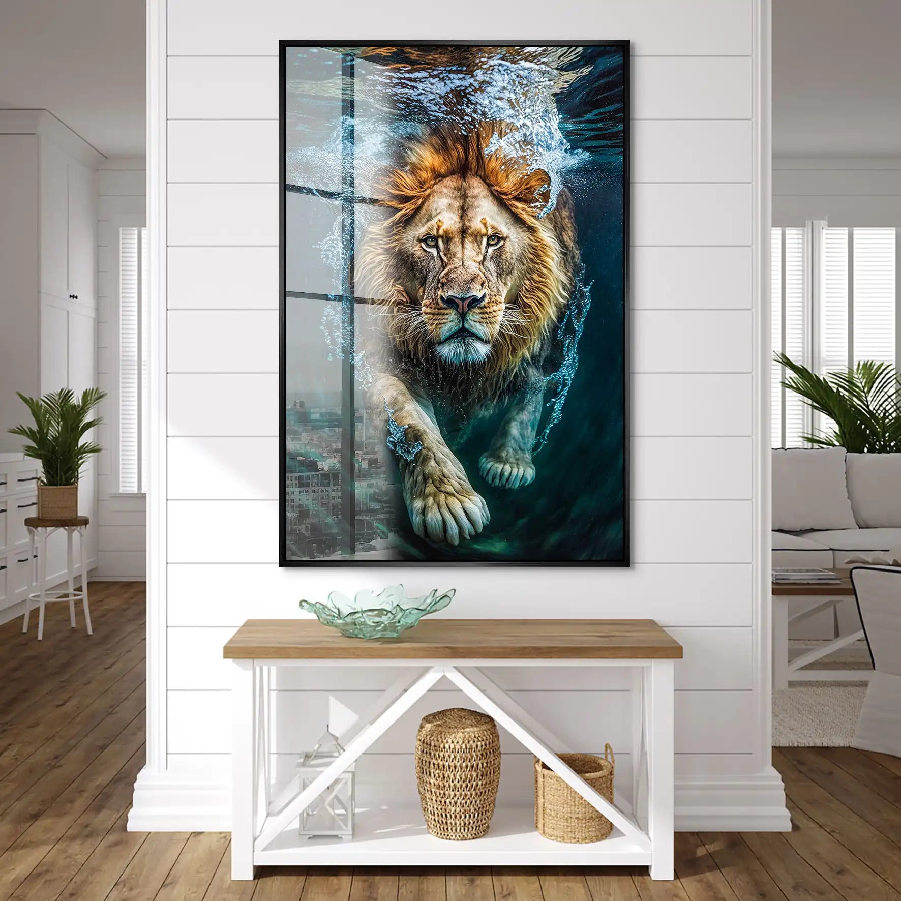 Diving Lion Acrylglas Bild INGALERIE