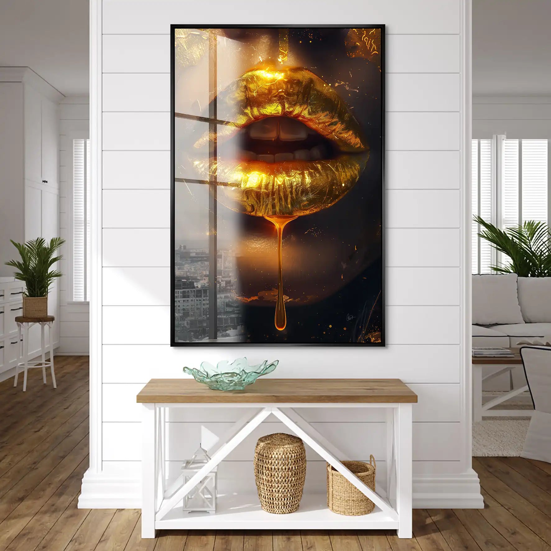 Sweet Gold Lips Acrylglas Bild INGALERIE