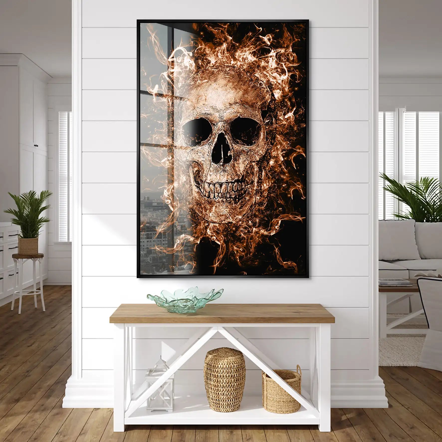 Totenkopf Abstrakt Retro Acrylglas Bild INGALERIE