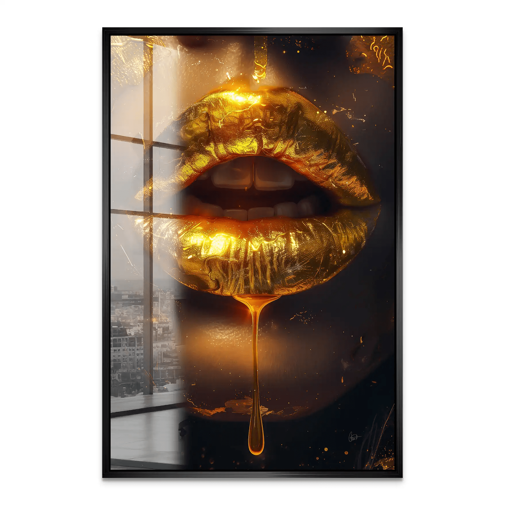 Sweet Gold Lips Acrylglas Bild INGALERIE