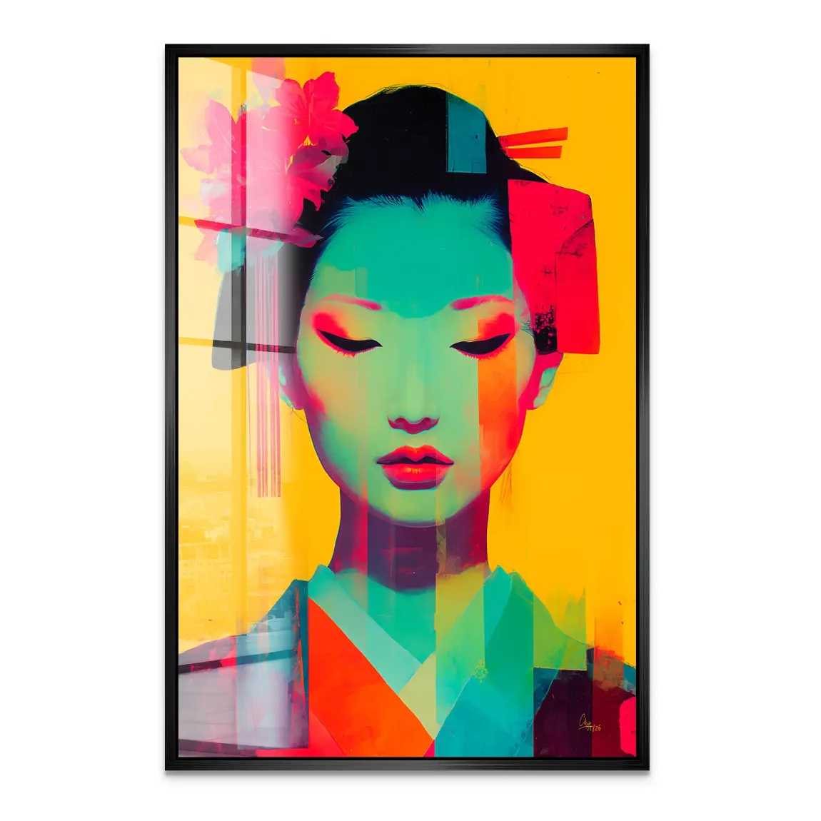 Geisha Neon Pop Acrylglas Bild