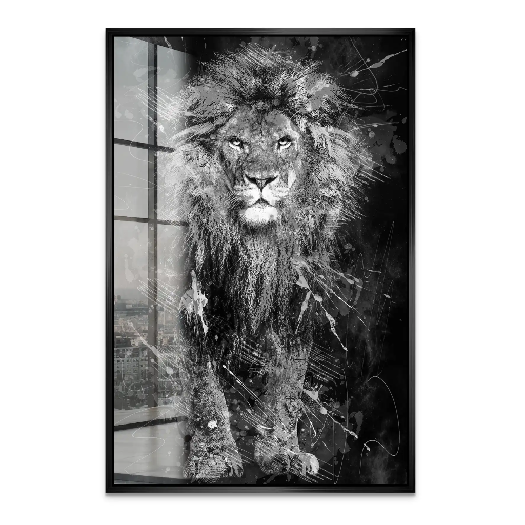 Lion Dark Splash Acrylglas Bild INGALERIE