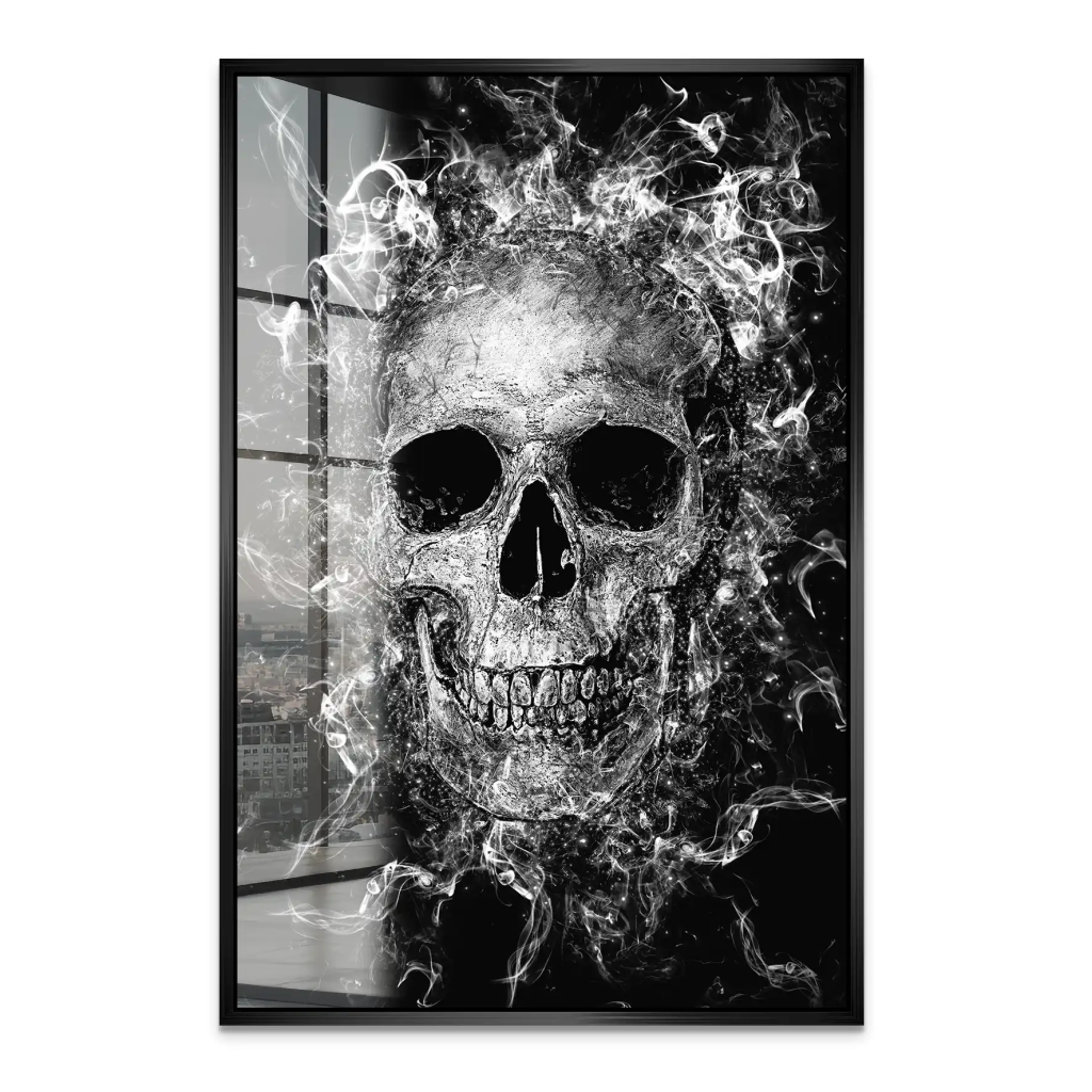 Totenkopf Abstrakt Black Acrylglas Bild INGALERIE