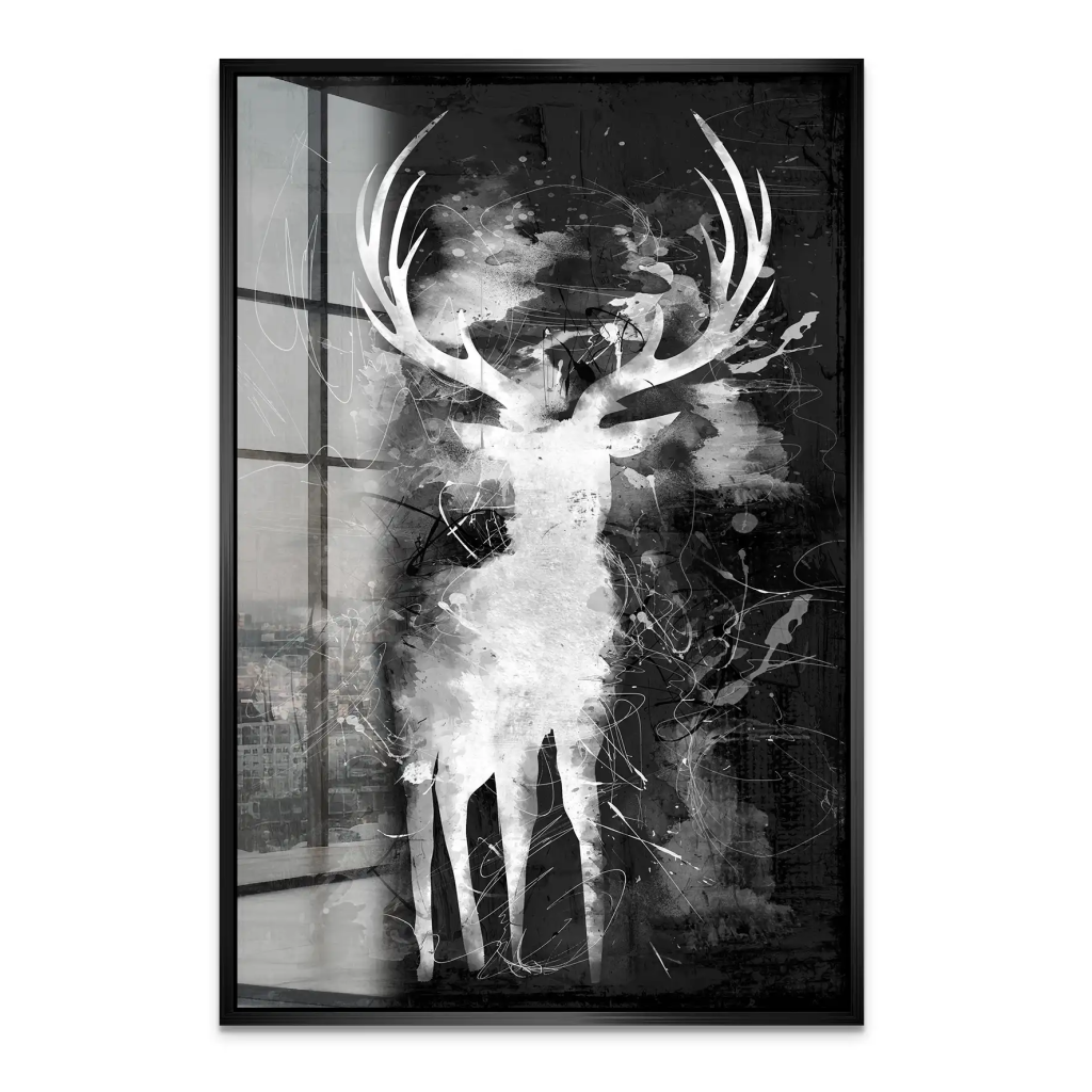 Hirsch Abstrakt Black Style Acrylglas Bild INGALERIE