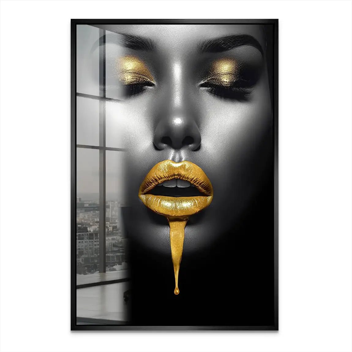 Gold Lips Beauty Acrylglas Bild INGALERIE