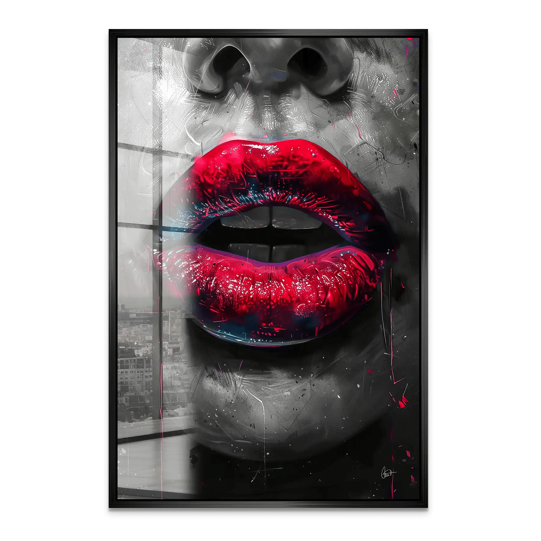 Abstrakt Red Lips Acrylglas Bild INGALERIE