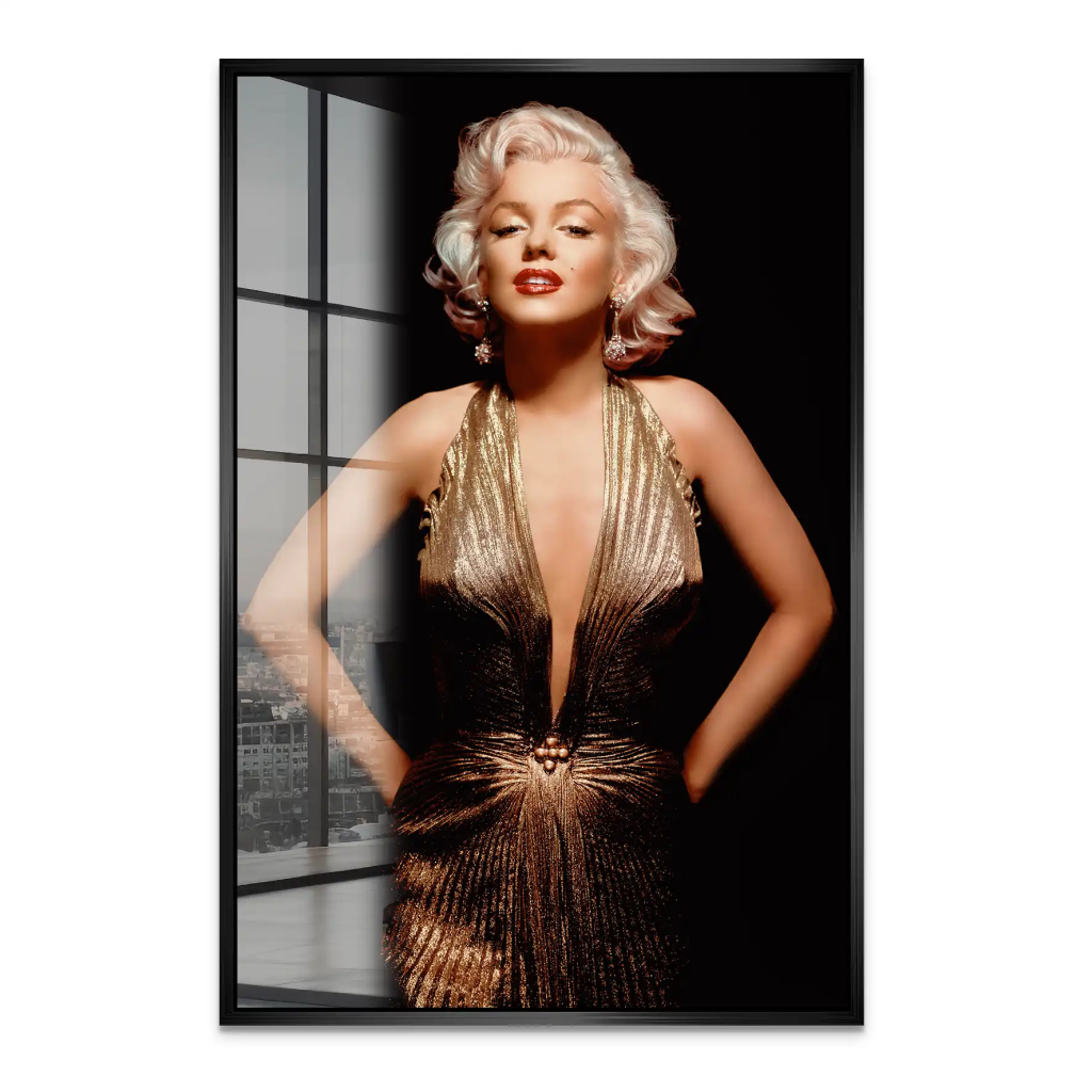 Marilyn Gold Dress Acrylglas Bild INGALERIE