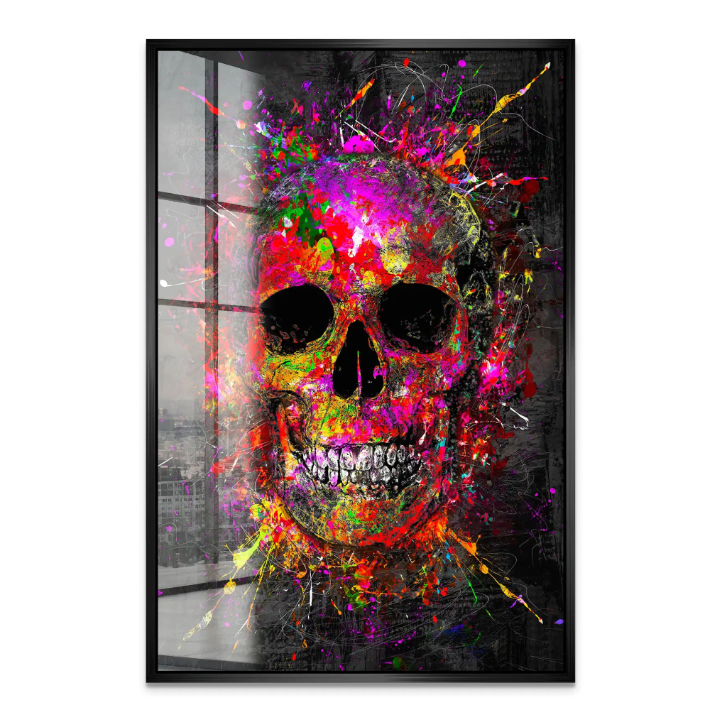 Totenkopf Abstrakt Color Art Acrylglas Bild INGALERIE