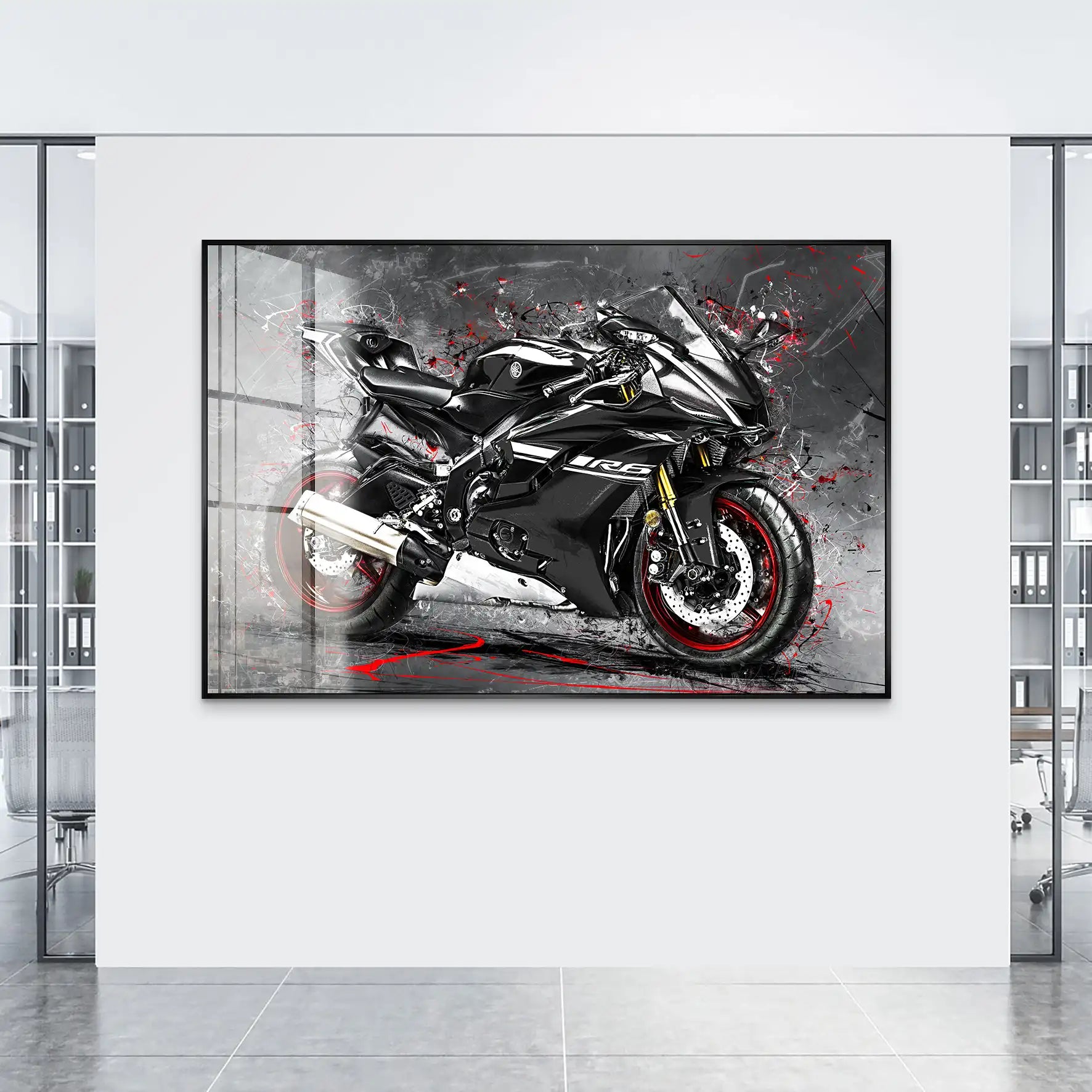 Yamaha R6 Abstrakt Black Acrylglas Bild INGALERIE