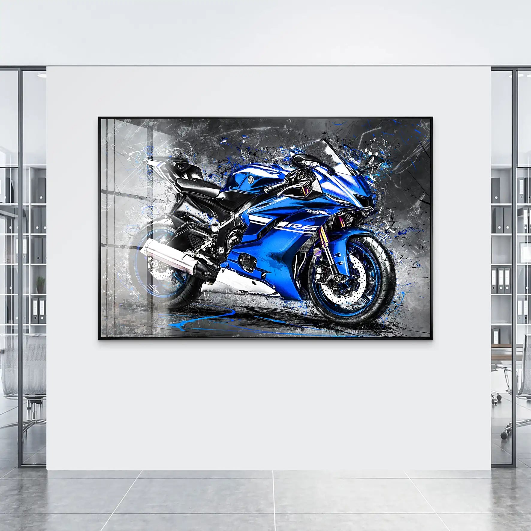 Yamaha R6 Abstrakt Blau Acrylglas Bild INGALERIE