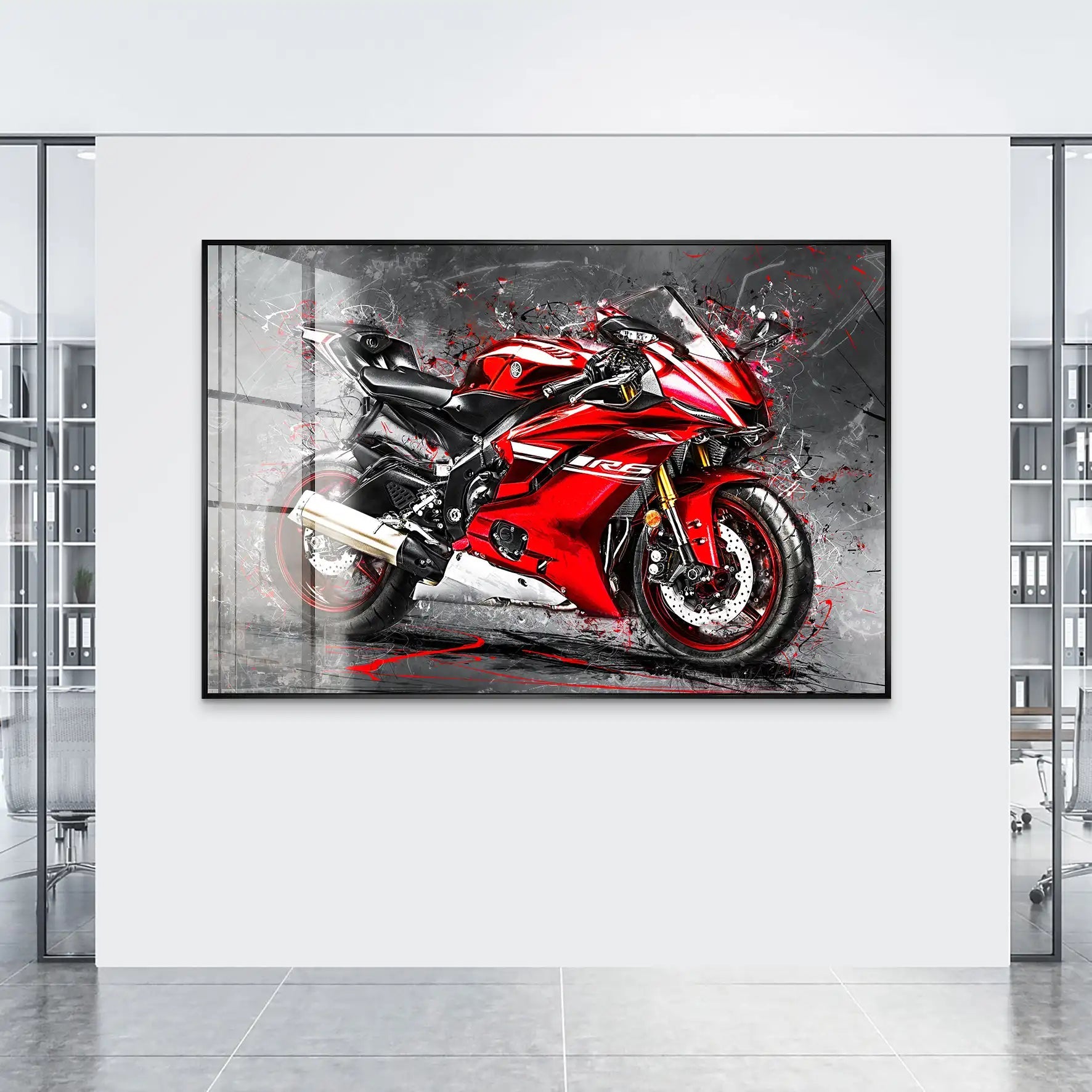 Yamaha R6 Abstrakt Rot Acrylglas Bild INGALERIE