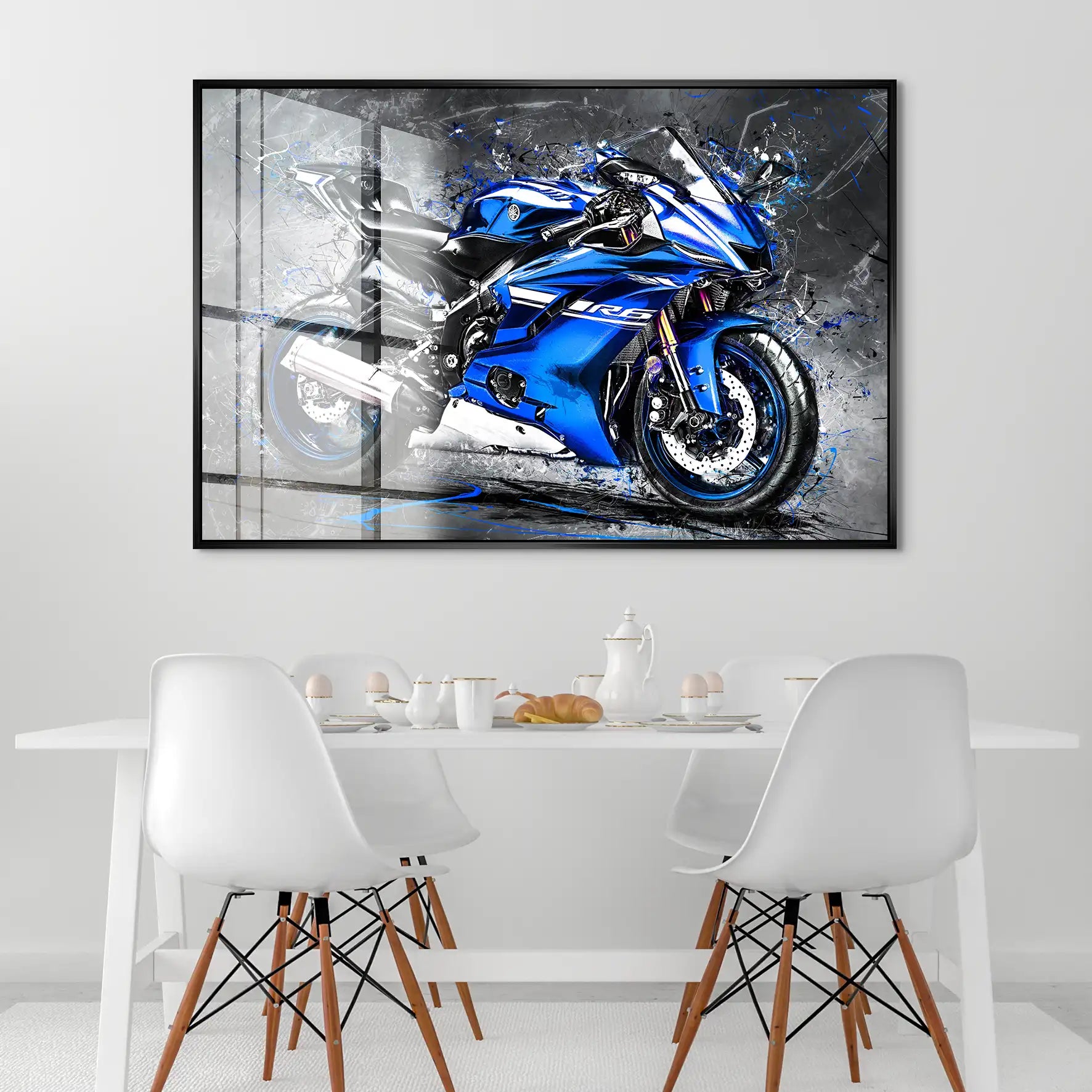 Yamaha R6 Abstrakt Blau Acrylglas Bild INGALERIE