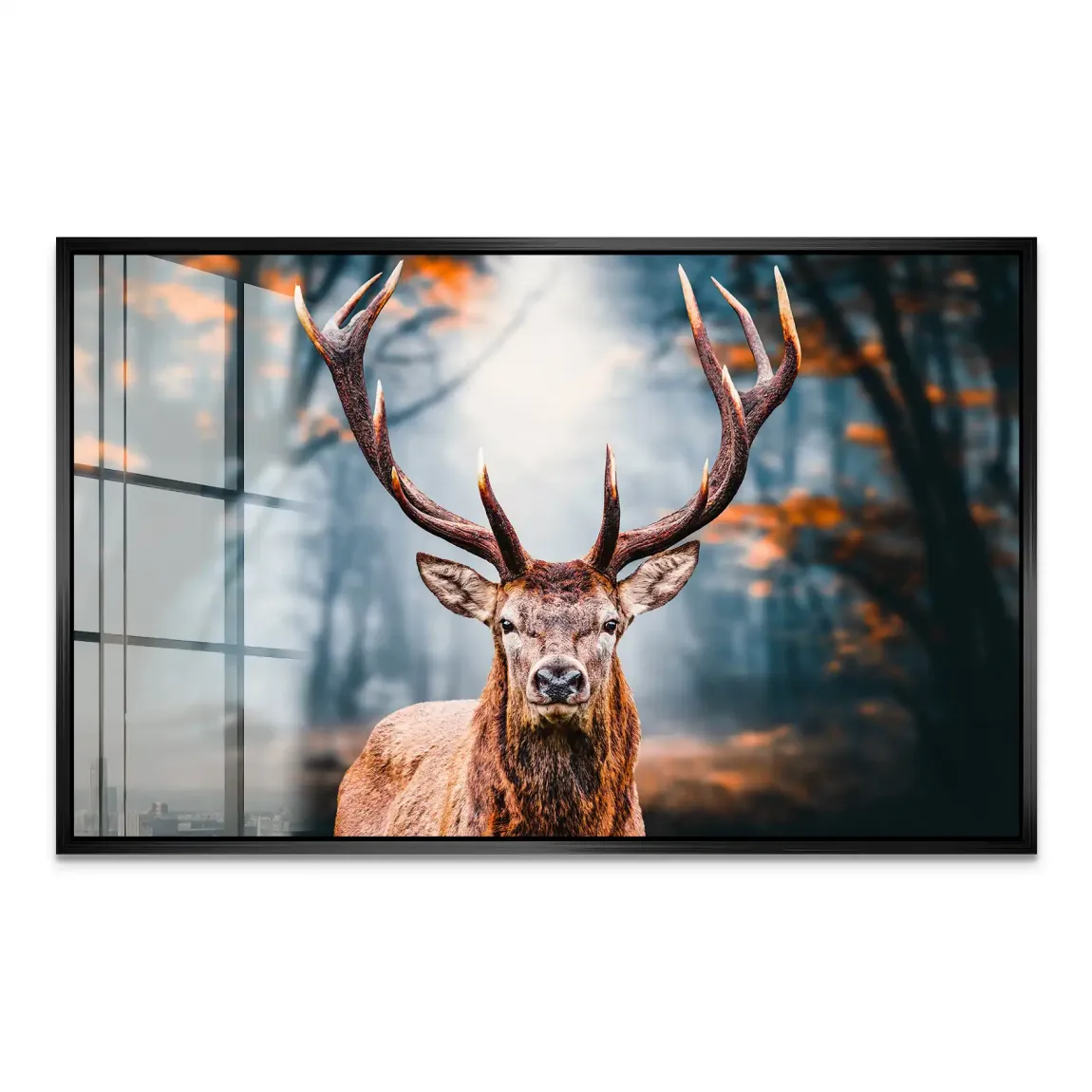 Hirsch im Wald Acrylglasbild