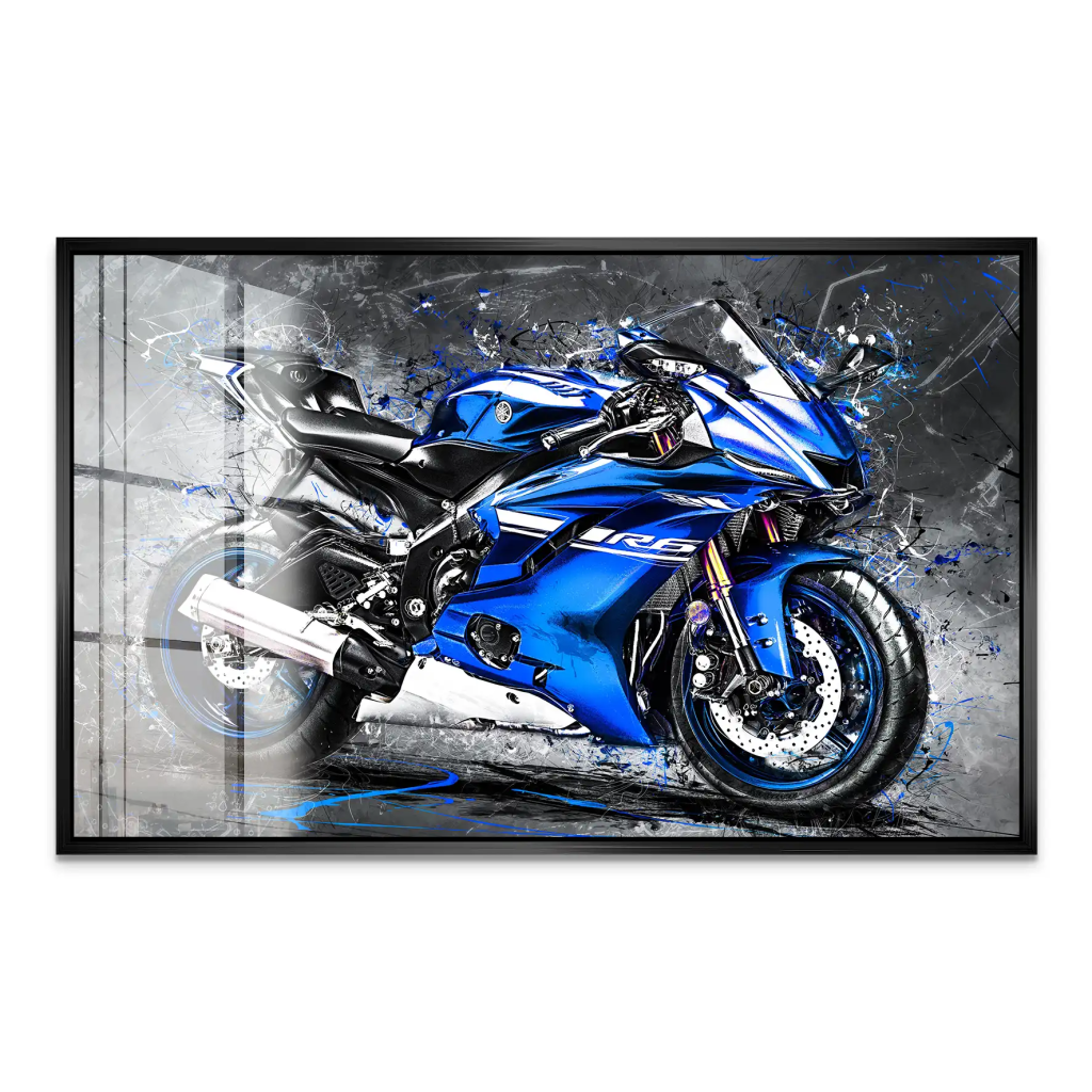 Yamaha R6 Abstrakt Blau Acrylglas Bild INGALERIE