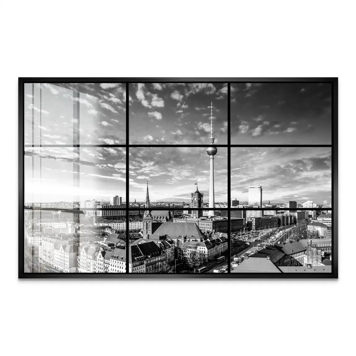 Berlin Skyline Noir Acrylglas Bild