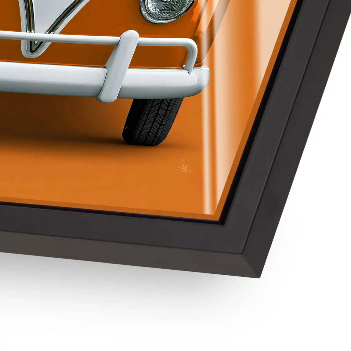 Orange VW Bulli Acrylglasbild