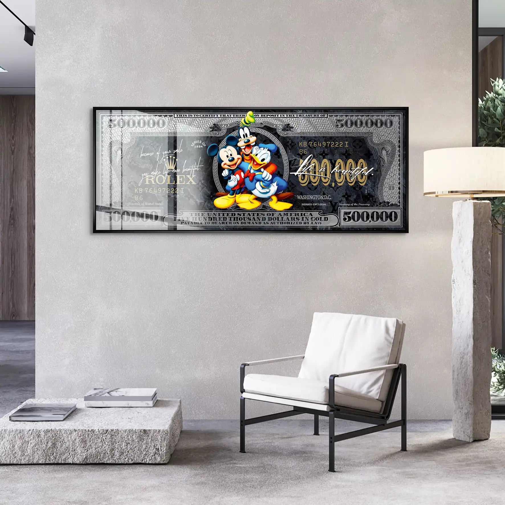 Micky Goofy Donald Dollar Acrylglas Bild INGALERIE