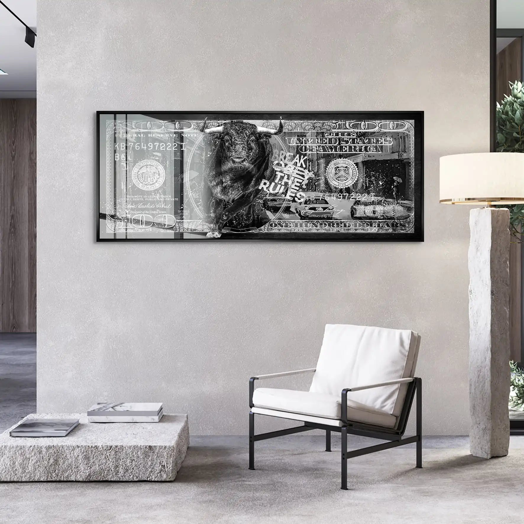 Dollar Stier NY Rules Black Acrylglas Bild INGALERIE