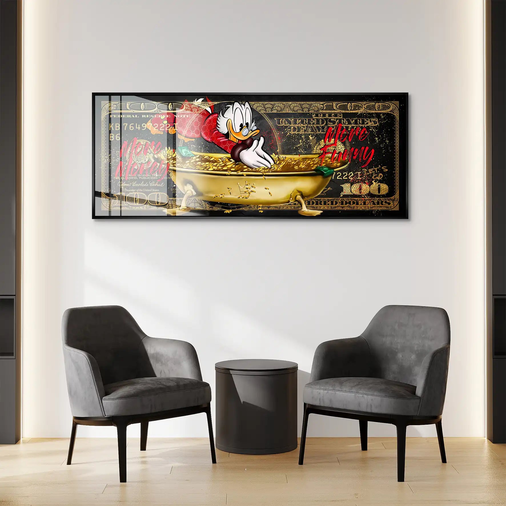 Dagobert Dollar More Money Pop Art Acrylglas Bild INGALERIE