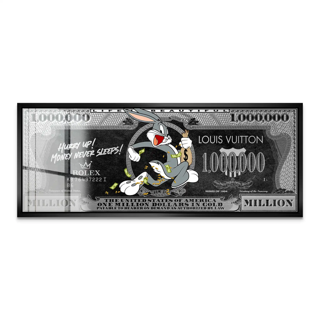 Bunny Dollar Hurry Up Black Style Acrylglas Bild INGALERIE