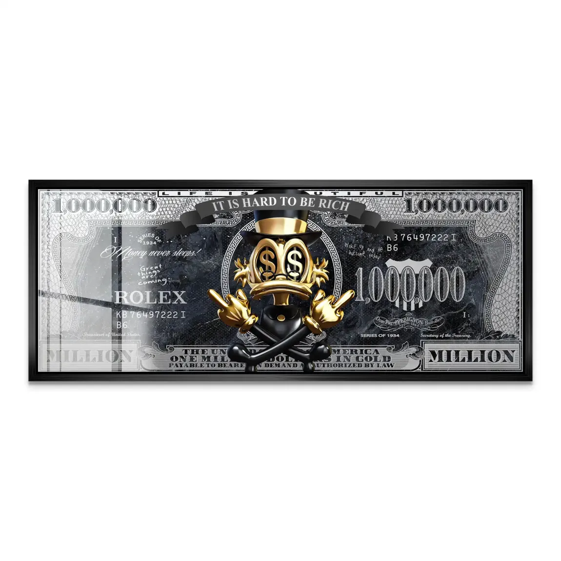 Dagobert Duck Totenkopf Black Dollar Acrylglas Bild INGALERIE