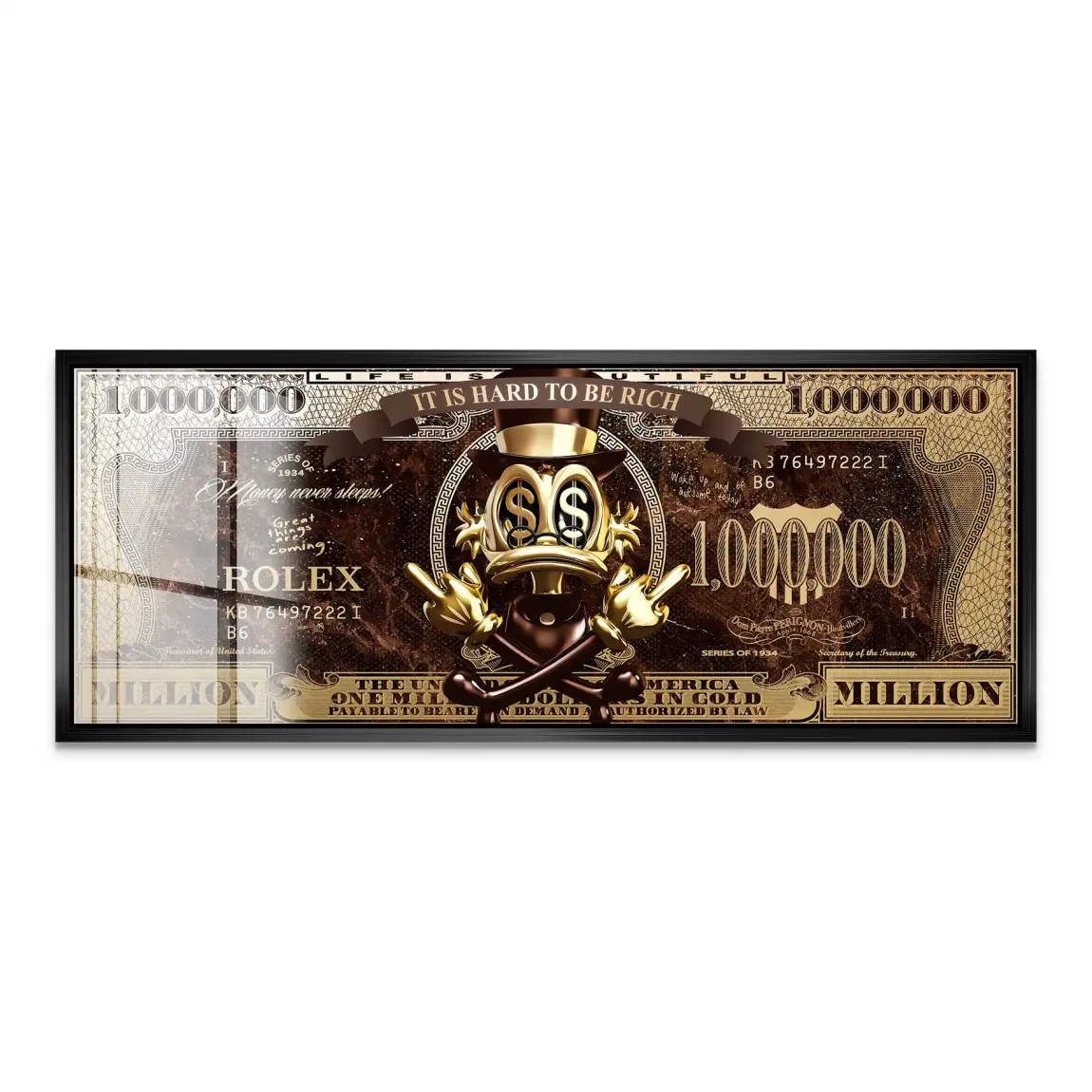 Dagobert Totenkopf Retro Dollar Acrylglas Bild INGALERIE