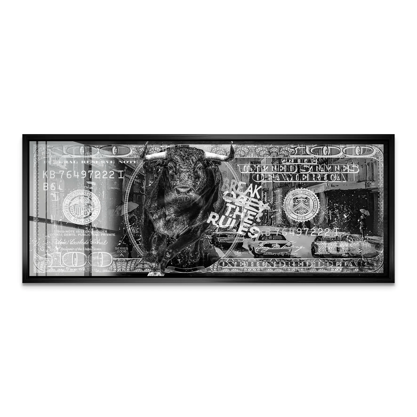 Dollar Stier NY Rules Black Acrylglas Bild INGALERIE