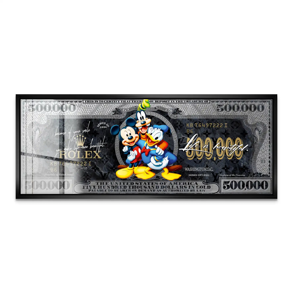 Micky Goofy Donald Dollar Acrylglas Bild INGALERIE