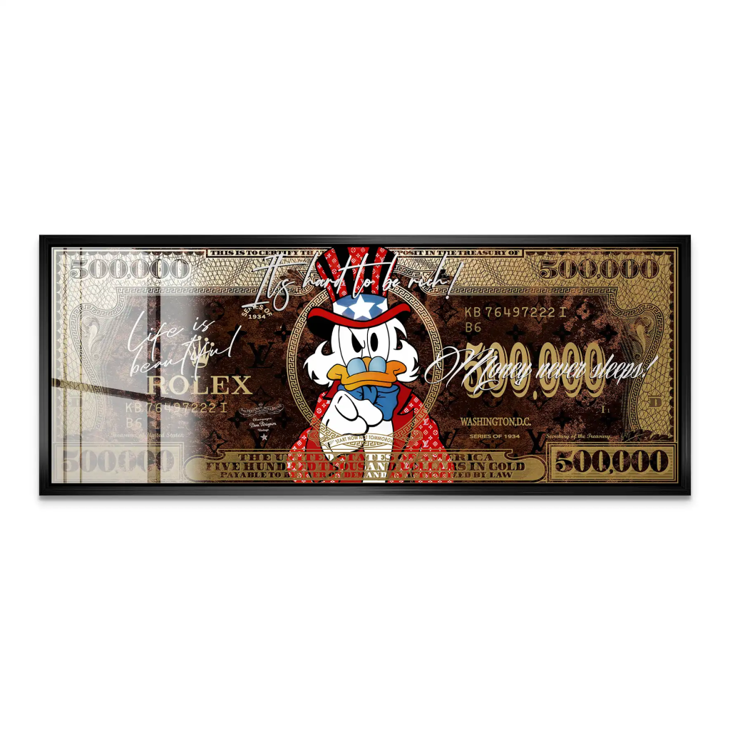 Dagobert Money Never Gold Dollar Acrylglas Bild INGALERIE
