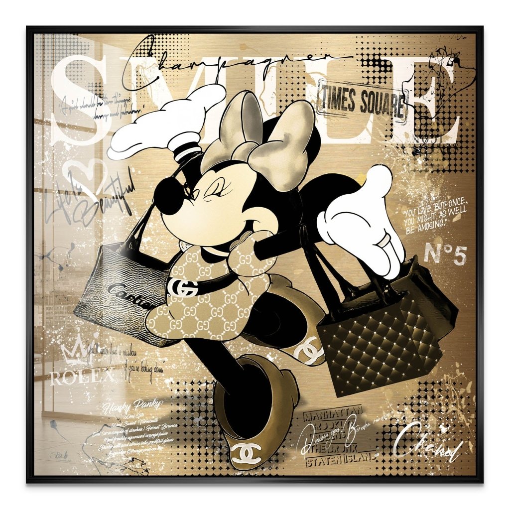 Minnie Smile Gold Pop Art Style Acrylglas Bild INGALERIE