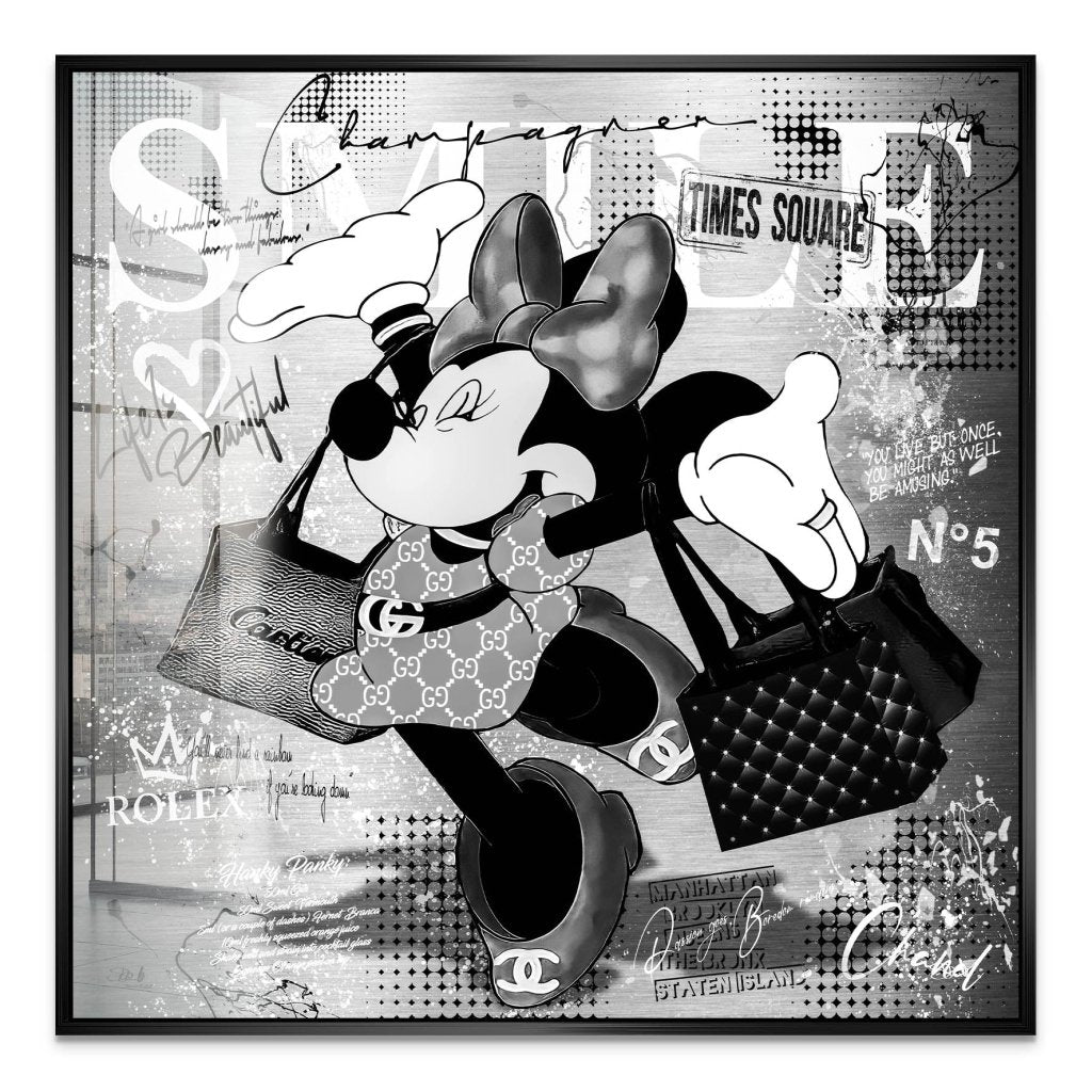 Minnie Smile Black Pop Art Acrylglas Bild INGALERIE