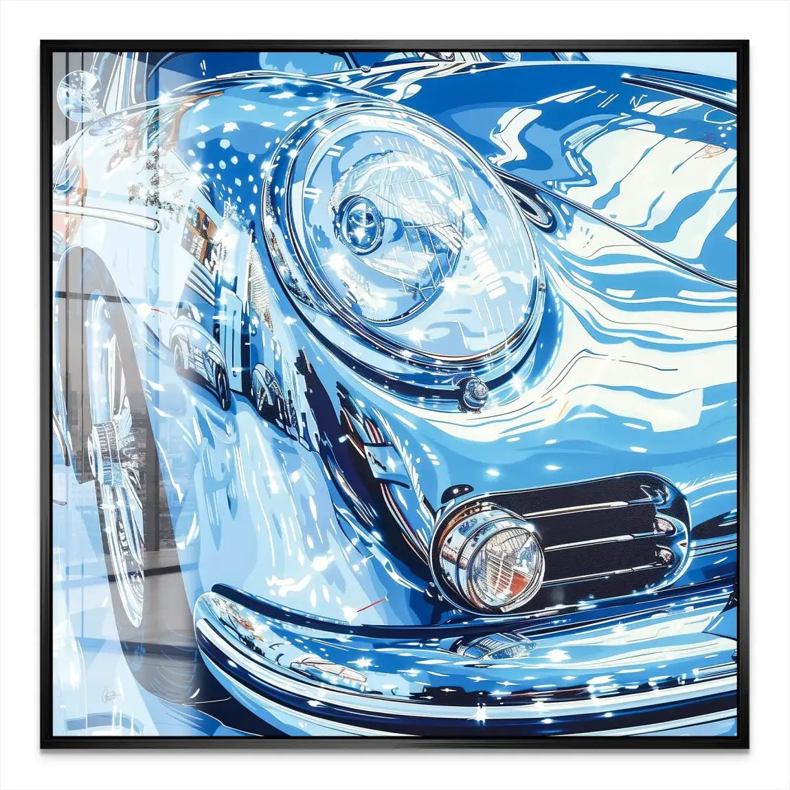 Porsche 356 Abstrakt Blue Acrylglas Bild INGALERIE