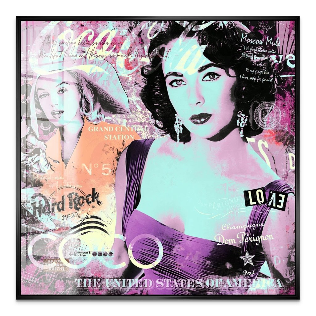 Marilyn & Liz Pop Art Color Style Acrylglas Bild INGALERIE